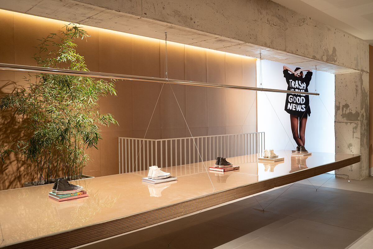 Recycelbare Materialien wurden in die physische Konstruktion integriert