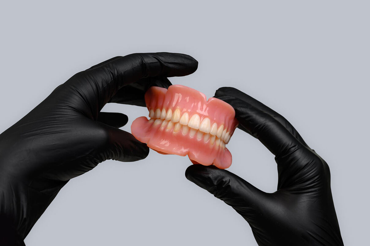 Stratasys - TrueVoxel - TrueDent PolyJet Dental Materials - Full Face Denture Gloved Hands 3