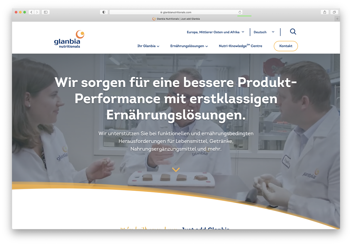 Die neue Website von Glanbia Nutritionals