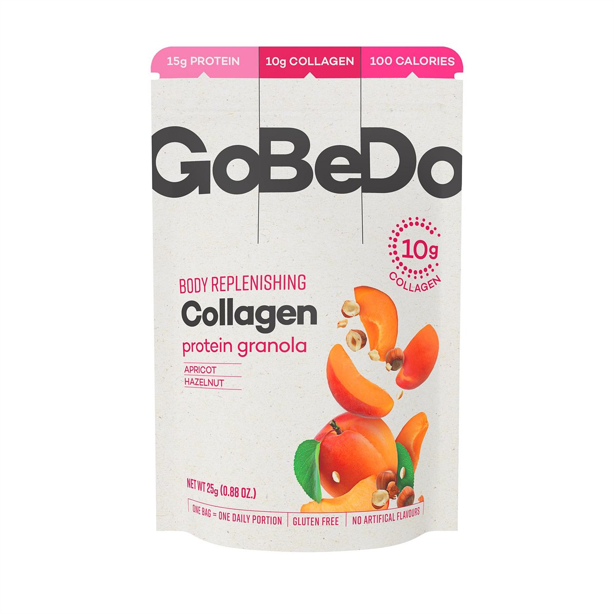 GoBeDo - Kollagen Protein-Müsli Aprikose & Haselnuss - Packshot 