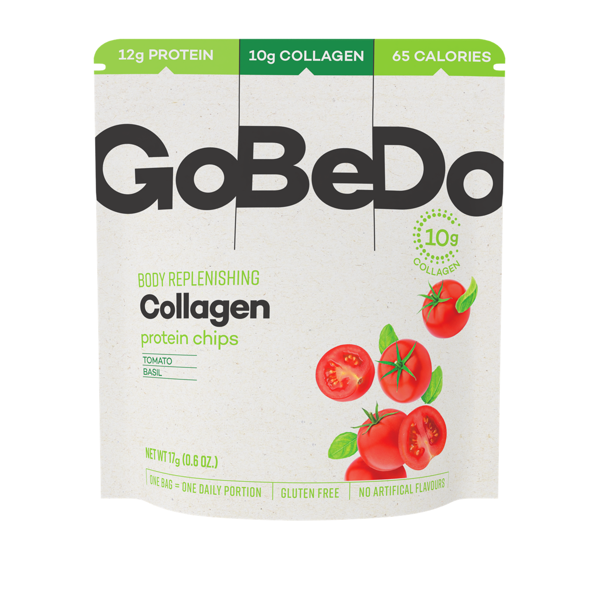 GoBeDo - Kollagen Protein-Chips Tomate & Basilikum - Packshot 
