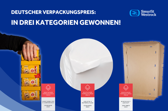 Die drei Smurfit Westrock-Preisträger: CanHolder, SoftCorner und Panel Quick & Save (v.l.n.r.)