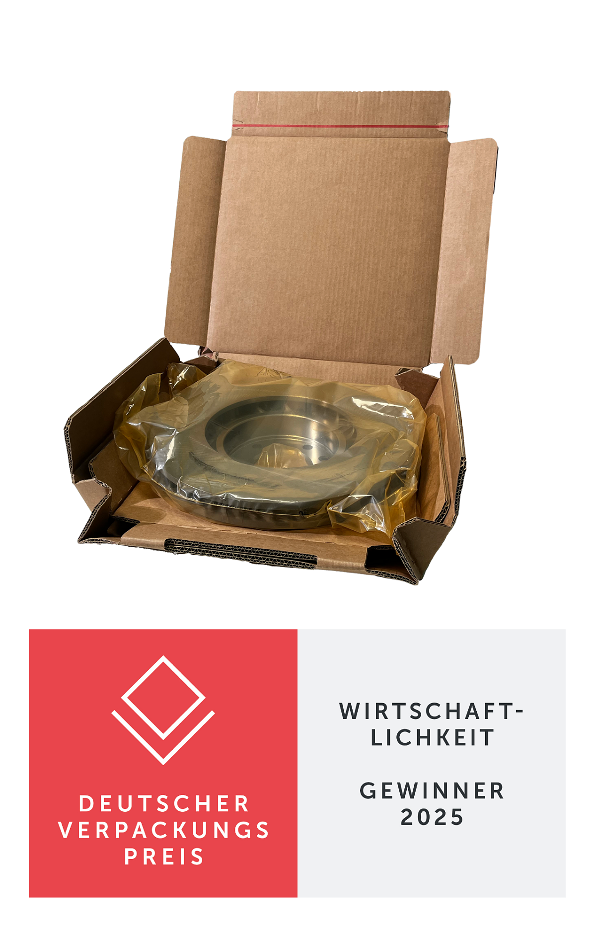 Gewinner der Kategorie Wirtschaftlichkeit 2025: Die Bremsscheibenverpackung